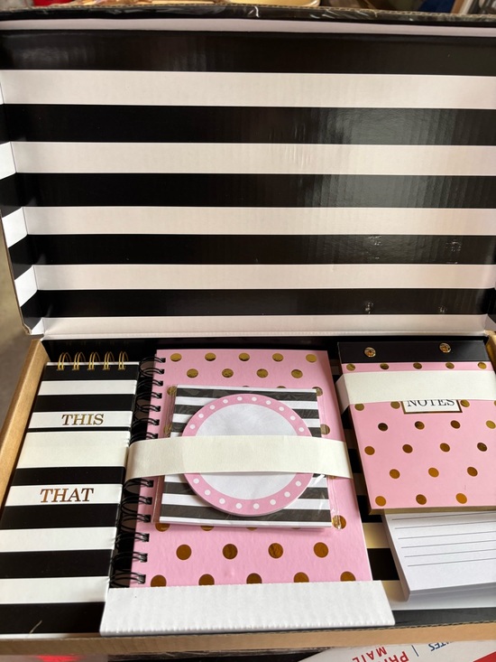 Other - Notepad Set with Pink & Gold Polka Dot Notebooks